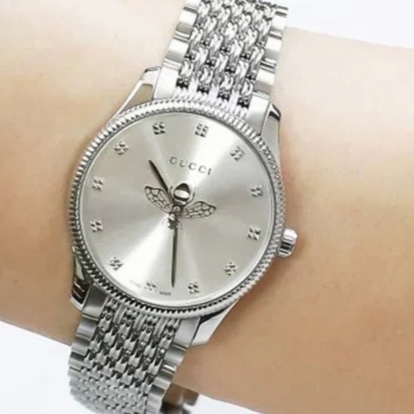 Gucci Accessories - Gucci Silver G-Timeless Bee Watch 36mm